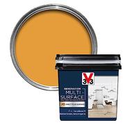 V33 Renovation Multi-Surface Paint - No Undercoat Needed - Over 20 Surfaces - Resistance to Water Stains & Impact - High Coverage - Honey Yellow Satin 750ml