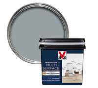 V33 Renovation Multi-Surface Paint - No Undercoat Needed - Over 20 Surfaces - Resistance to Water Stains & Impact - High Coverage - Pebble Grey Satin 750ml