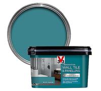 V33 Renovation Wall Tile & Panelling Paint - No Undercoat Needed - for High Moisture Surfaces - Resistant to Temperature Variations - Lagoon Blue Satin 2L