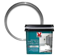 V33 Renovation Wall Tile & Panelling Paint - No Undercoat Needed - for High Moisture Surfaces - Resistant to Temperature Variations - White Satin 750ml