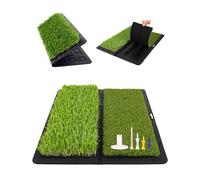 LIBERRWAY Golf Mat, Foldable & Replaceable Golf Hitting Mat with Fairway and Rough Synthetic Turf, Golf Practice Mat Include 5 Tees for Indoor and Outdoor