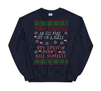 Libertee Epstein Didn't Kill Himself Funny Navy Christmas Sweater for Men and Women - Blue - Medium
