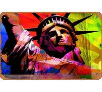 LIBERTY 5 Cities and Architecture Abstract and Surreal Classic Man Cave Wall Art Decor 8x12 inch Metal Tin Sign Plaque Poster