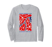 Liberty and Justice for All Equality Floral Patriotic Long Sleeve T-Shirt