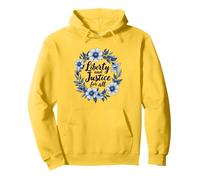 Liberty And Justice For All Floral Motif Pullover Hoodie