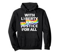 Liberty and Justice for All Rainbow LGBTQ+ Pride Equality Pullover Hoodie