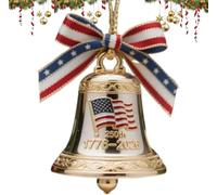 Liberty Bell Ornament, USA 250th Anniversary Commemorative Metal Pendant, Patriotic Christmas Tree Hanging Decor, Handmade Doorbell Keepsake (02)