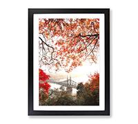 Liberty Bridge In Budapest Hungary Painting Modern Framed Print | A4 Black Framed Wall Art | Ready to Hang | Modern Cityscape Picture | Living Room Bedroom Lounge Office