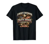 Liberty Defended Duty Done 1776 Veteran Military Eagle Badge T-Shirt