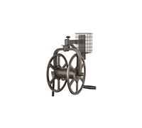 Liberty Garden 712 Single-Arm Navigator Multi-Directional Wall-Mount Hose Reel, Holds 125 ft of 5/8 in Hose, Bronze 18-Gauge Steel with Basket