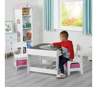 Liberty House Kids Chalkboard Table & 2 Chairs -White & Pink