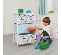 Liberty House Toys Dinosaur 3 Drawer Kids Storage Chest - Blue/White