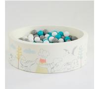 Liberty House Toys Soft Foam Ball Pit Dinosaur Pattern Complete with 200 Balls White H30 x W90 x D30cm