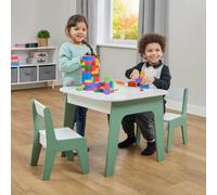 Liberty House Toys Kids 4-in-1 Play Table and Two Chairs Set, Green