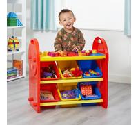 Liberty House Toys Kid's 6-Bin Storage Unit With Construction Tabletop