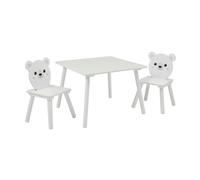 Liberty House Toys Kids Bear Table and Two Chairs Set - White