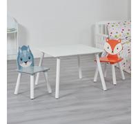 Liberty House Toys Kids Fox And Squirrel Table And Chairs Set, White