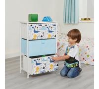 Liberty House Toys Kid's Fabric 3 Drawer Storage Chest Dinosaur Blue