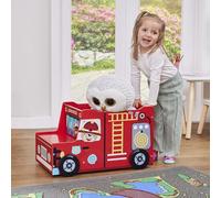 Liberty House Toys Kids Fire Engine Toy Box with Wheels, H35.5 x W60 x D31.5cm