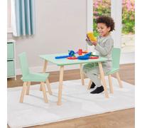 Liberty House Toys Kids Green And Pinewood Table And Two Chairs Set
