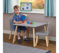 Kids Pinewood Table and Chair Set - Grey, Grey