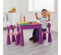 Liberty House Toys Kids 5-in-1 Activity Table and Chairs, Purple