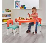 Liberty House Toys Kids Plastic Table and Two Chairs Set - Turquoise-Orange