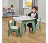 Liberty House Toys Kid's Whie & Green 4-In-1 Play Table And Two Chairs Set