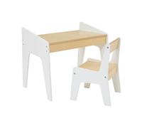 Liberty House Toys Kids White and Pine Play Table and Chair Set - White/Pine