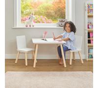 Liberty House Toys Kids White And Pinewood Table And Two Chairs Set