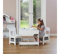 Liberty House Toys White Table and Chairs with Storage Bins, White