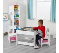 Liberty House Toys Table and Chair Set with Storage Bins, White