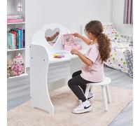 Liberty House Toys Kids White Wooden Dressing Table & Stool Set, White