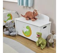 Liberty House Toys Kid's Wooden Dinosaur Toy Box, White