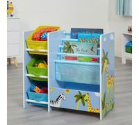 Liberty House Toys Safari Book Display Unit with Fabric Storage Boxes - Blue