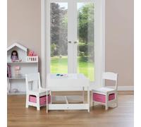 Liberty House Toys Table and Chair Set with Storage Bins, White