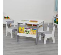 Liberty House Toys Kids White and Grey Bookshelf Table and Chair Set, Grey