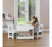 Liberty House Toys Kids White and Grey Table and 2 Chairs Set with Storage Bins - Size: 48 x 60 x 60cm - Wilko