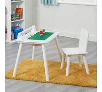 Liberty House Toys Table and Chair with Building Block Board, White