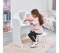 Liberty House Toys Kids White Wooden Dressing Table & Stool Set, White