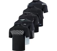 Liberty Imports 5 Pack Men’s Active Quick Dry Crew Neck T Shirts | Athletic Running Gym Workout Short Sleeve Tee Tops Bulk, Edition 5, 3XL, Blacks