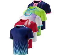 Liberty Imports Men's Athletic Crew Neck Short Sleeve T Shirts, Red/Lime/Navy Blue/White/Navy Blue, 3XL