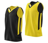 Liberty Imports Reversible Men's Mesh Athletic Basketball Jersey Single for Team Scrimmage, Black/Yellow, XL