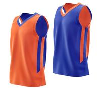 Liberty Imports Reversible Men's Mesh Athletic Basketball Jersey Single for Team Scrimmage, Blue/Orange, XXL