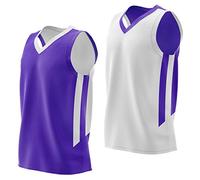 Liberty Imports Reversible Men's Mesh Athletic Basketball Jersey Single for Team Scrimmage, Purple/White, XXL