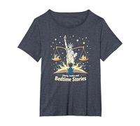 Liberty, Justice, and Bedtime Stories T-Shirt, Women's Plus, Heather Blue, 1X