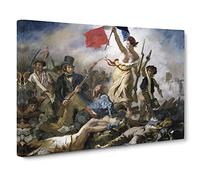 Liberty Leading The People By Eugene Delacroix Canvas Print | Gallery Wrapped 30mm Frame Wall Art | 20x14 inches | Ready to Hang | Classic Picture | Living Room Bedroom Lounge Office
