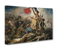 Liberty Leading The People By Eugene Delacroix Canvas Print | Gallery Wrapped 30mm Frame Wall Art | 30x20 inches | Ready to Hang | Classic Picture | Living Room Bedroom Lounge Office