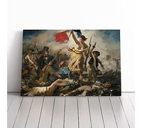 Liberty Leading The People By Eugene Delacroix | Canvas Wall Art Print | Framed & Ready to Hang Picture | Modern Home Decor for Living Room, Bedroom, Kitchen or Office | 30x20 Inches