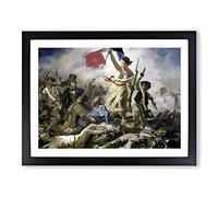 Liberty Leading The People By Eugene Delacroix Classic Painting Framed Print | A4 Black Framed Wall Art | Ready to Hang | Classic Historical Picture | Living Room Bedroom Lounge Office